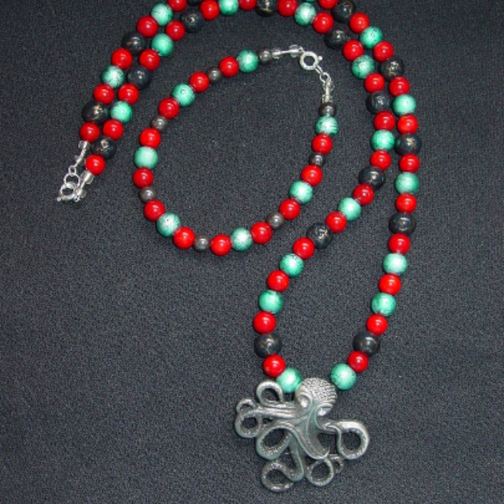 Octopus Charm Handmade Necklace and Bracelet Set